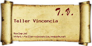 Teller Vincencia névjegykártya